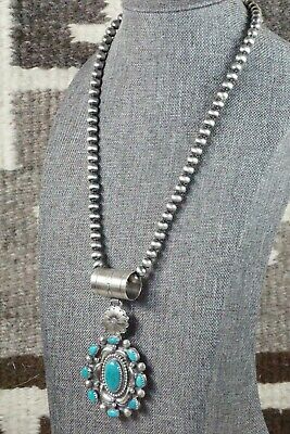 Turquoise Pendant & Sterling Silver Necklace - Tom Lewis