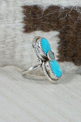 Zuni Turquoise and Sterling Silver Ring - Gayle Calavaza - Size 7