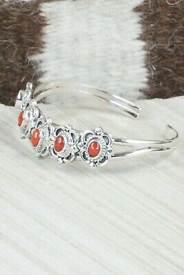 Coral & Sterling Silver Bracelet - Bobby Platero