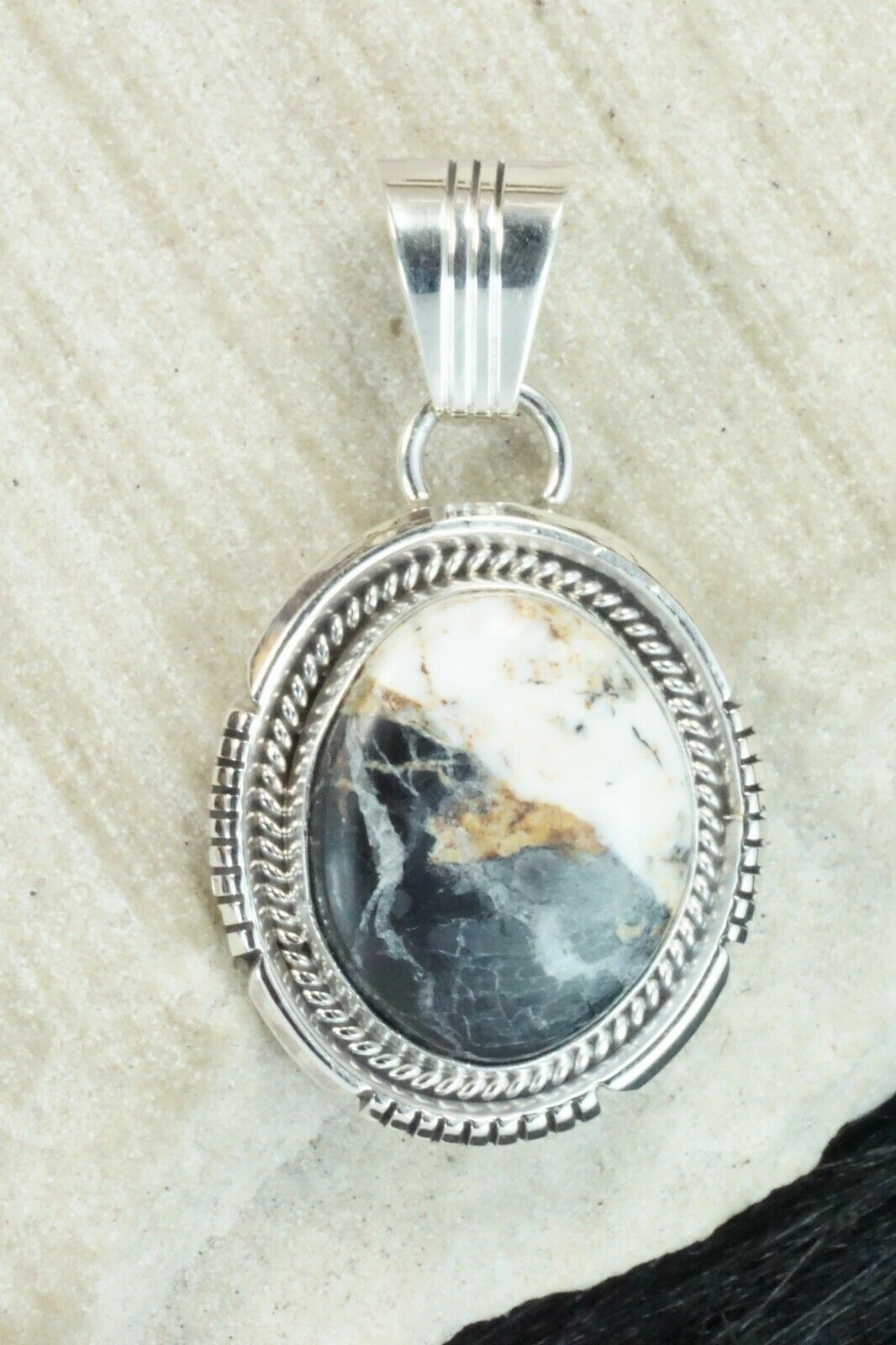 White Buffalo & Sterling Silver Pendant - Daniel Benally