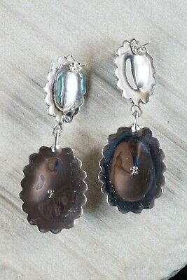 Navajo Turquoise and Sterling Silver Earrings - Loretta Delgarito - High Lonesome Trading