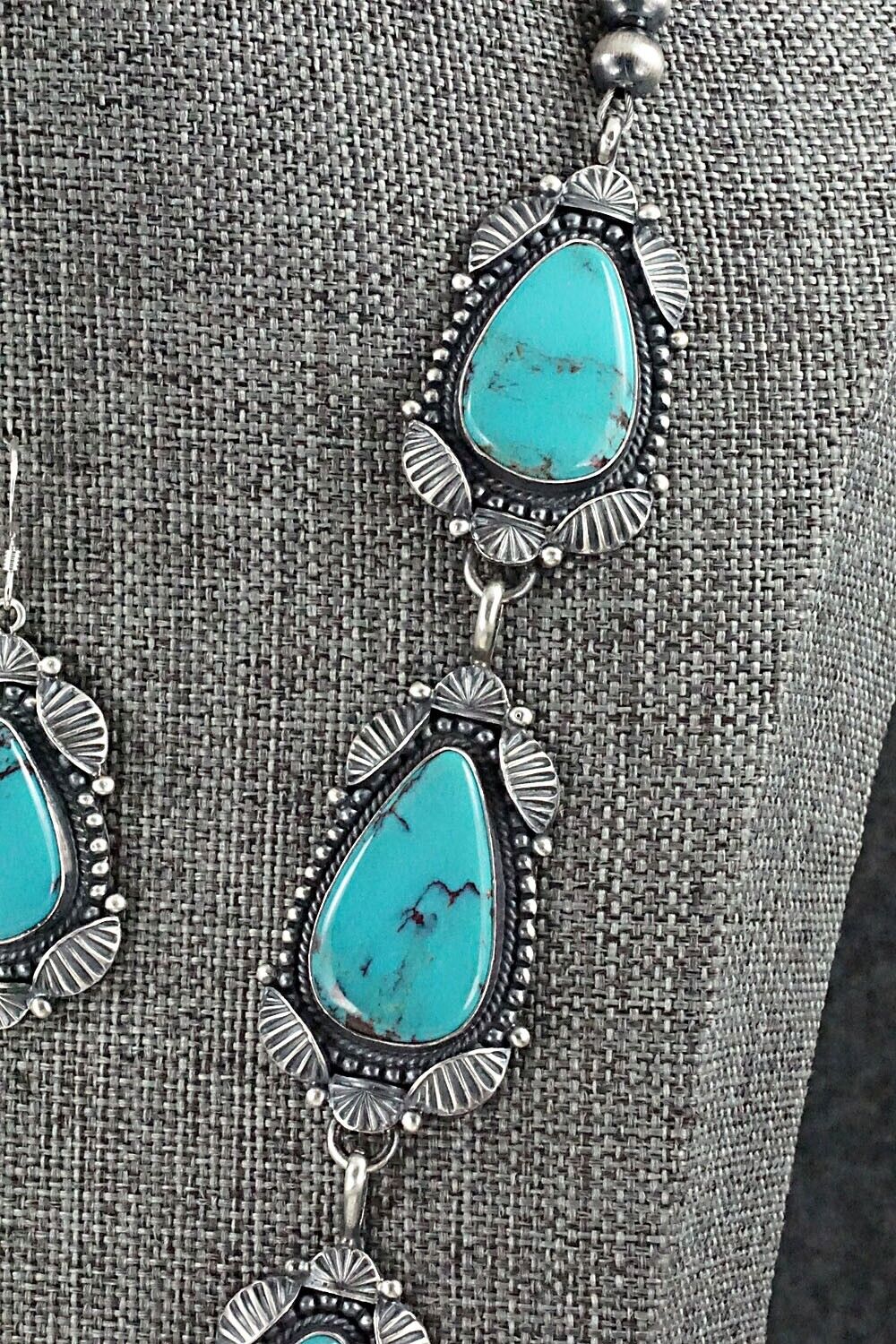 Turquoise & Sterling Silver Necklace and Earrings Set - Derrick Gordon