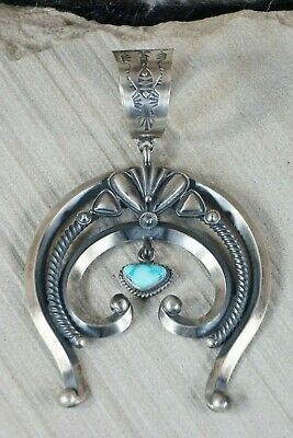 Navajo Turquoise and Sterling Silver Naja Pendant - Derrick Gordon - High Lonesome Trading