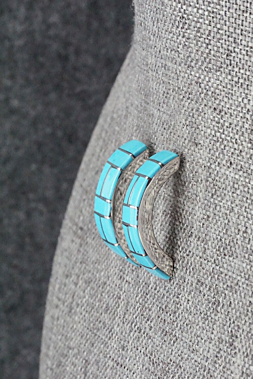 Turquoise & Sterling Silver Inlay Earrings - Monica Kanesta