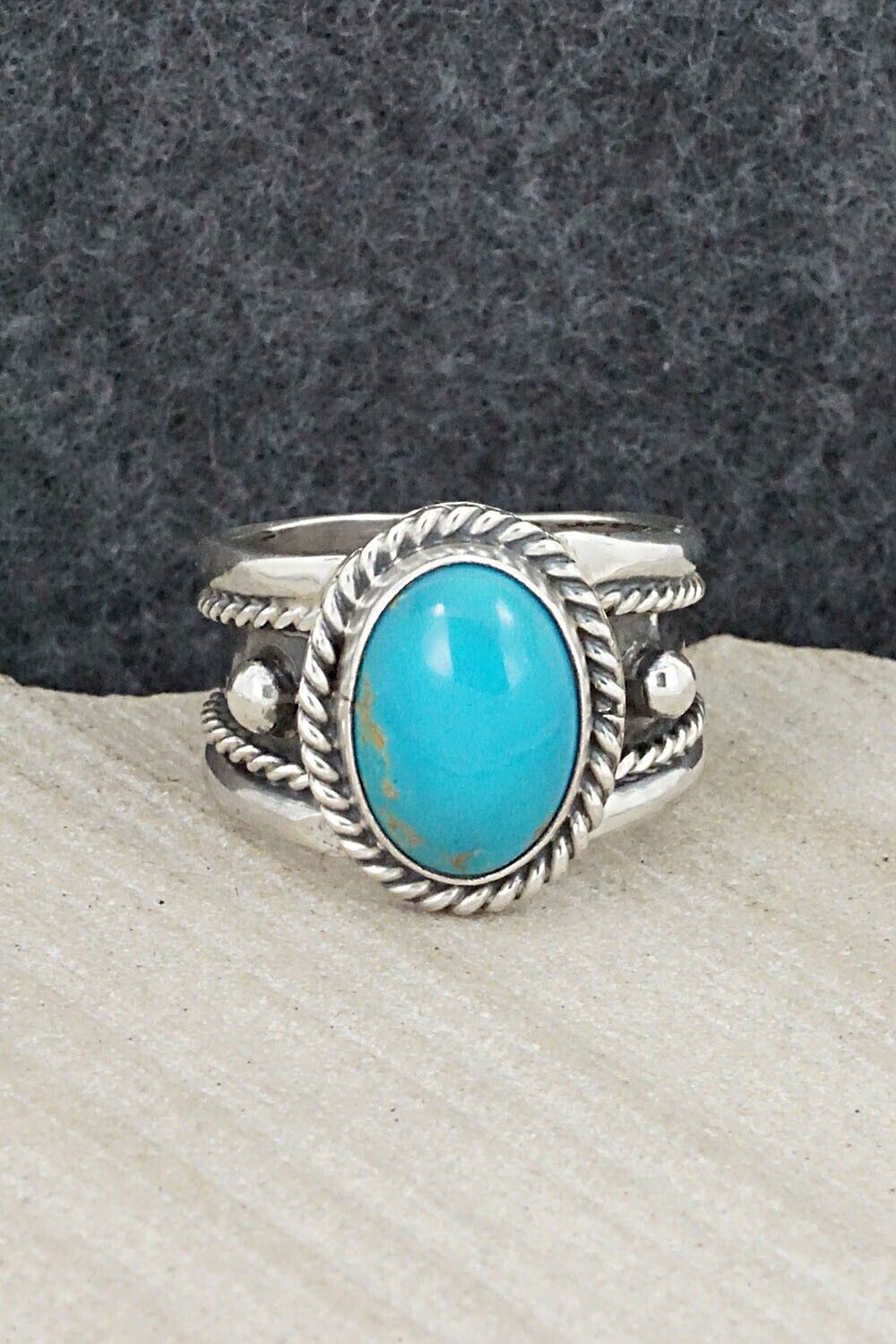 Turquoise & Sterling Silver Ring - Thomas Yazzie - Size 8.75