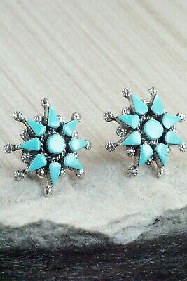 Turquoise and Sterling Silver Earrings - Merlinda Chavez - High Lonesome Trading