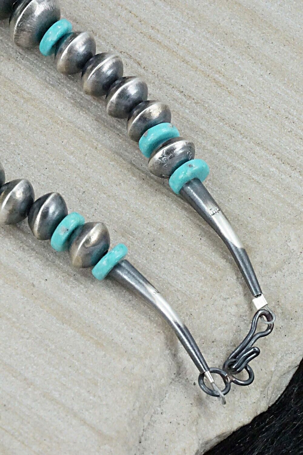 Turquoise and Navajo Pearl Sterling Silver Necklace Set - Sharon Nez Cooley