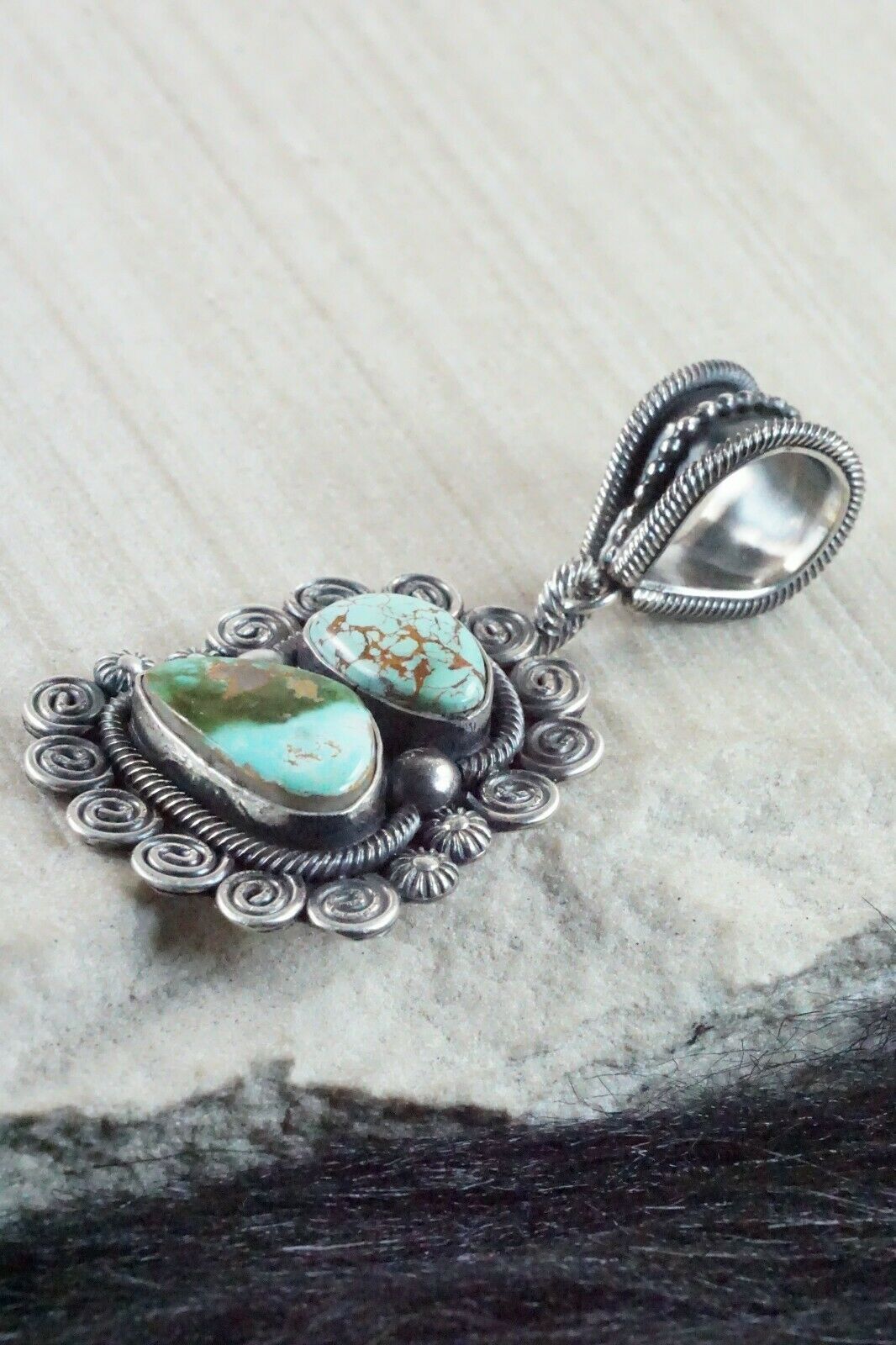 Turquoise & Sterling Silver Pendant - Jess Martinez
