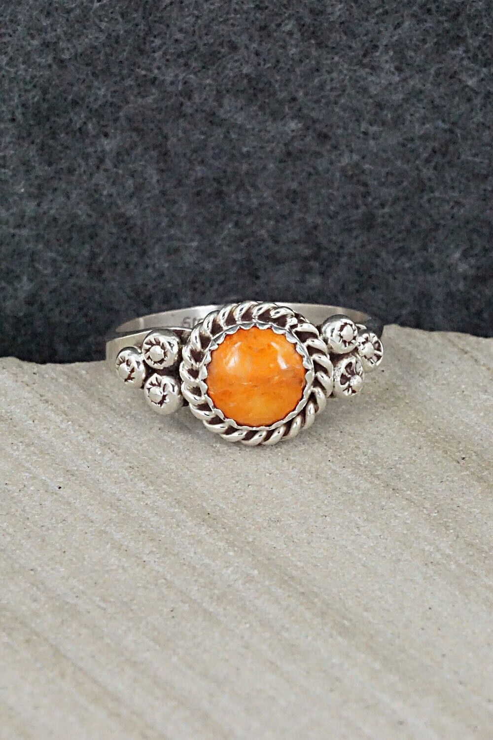 Spiny Oyster & Sterling Silver Ring - Freda Martinez - Size 9.75