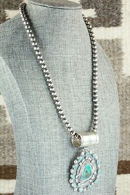 Turquoise and Sterling Silver Pendant & Necklace - Tom Lewis