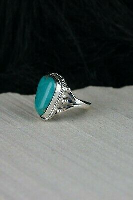 Navajo Turquoise and Sterling Silver Ring - Grace Kenneth - Size 7.25 - High Lonesome Trading