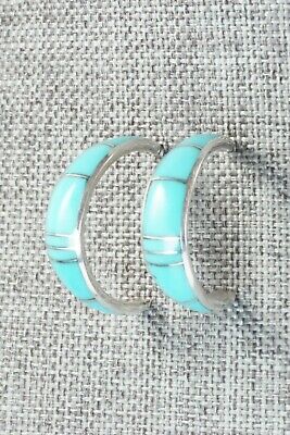 Turquoise & Sterling Silver Earrings - Philbert Chavez