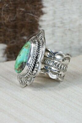 Turquoise and Sterling Silver Ring - Leonard Maloney - Size 8.75