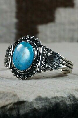Navajo Turquoise & Sterling Silver Bracelet - Leon Martinez - High Lonesome Trading