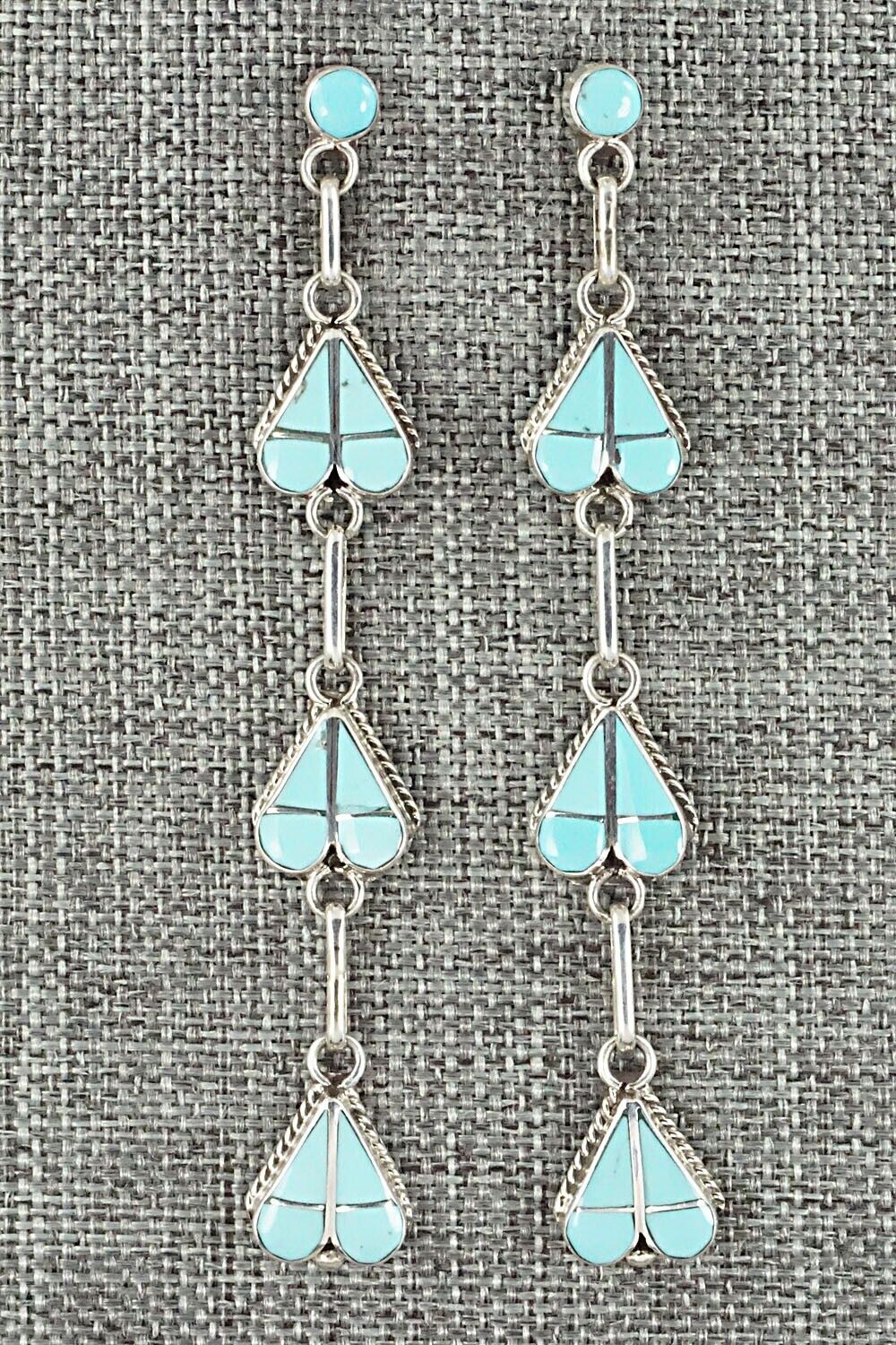 Turquoise & Sterling Silver Inlay Earrings - Velda Nastacio