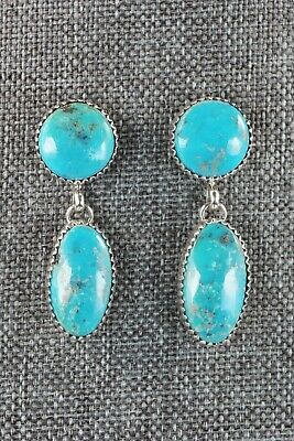 Navajo Turquoise and Sterling Silver Earrings - Alvin Joe