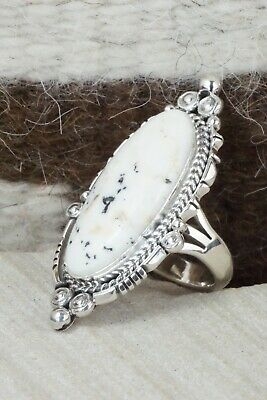 White Buffalo & Sterling Silver Ring - Daniel Benally - Size 7.5
