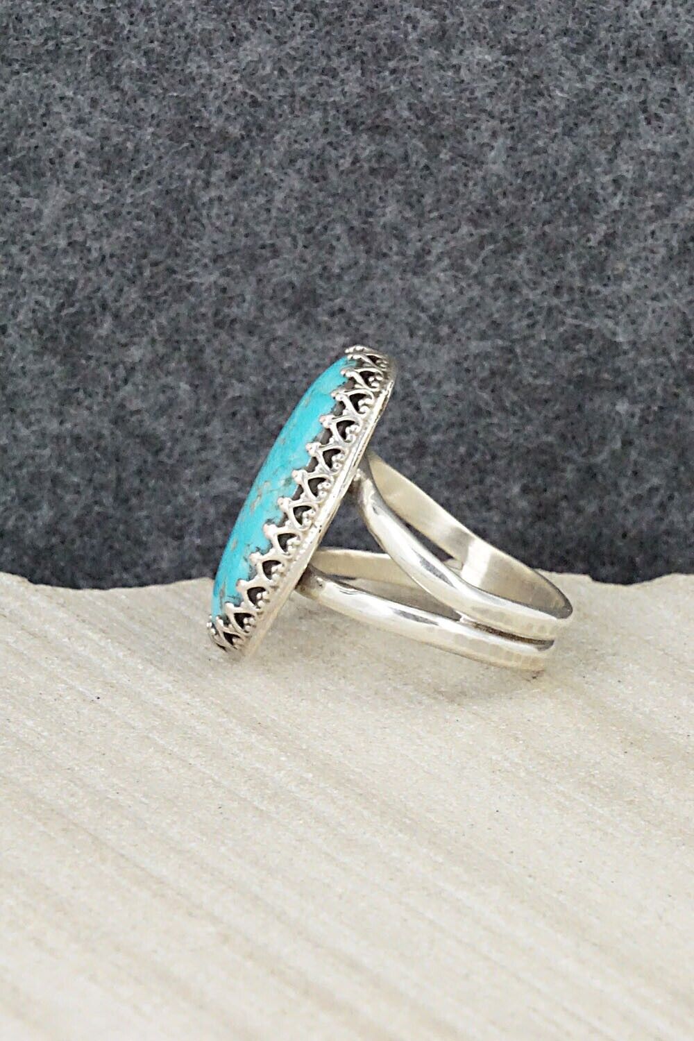 Turquoise & Sterling Silver Ring - Matilda Chattin - Size 7.5
