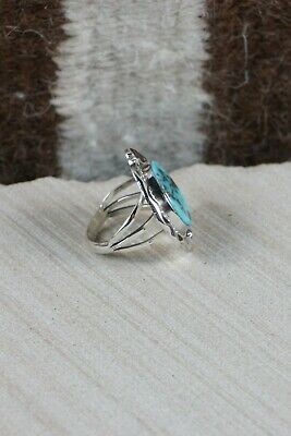 Navajo Turquoise and Sterling Silver Ring - Samuel Yellowhair - Size 6.5