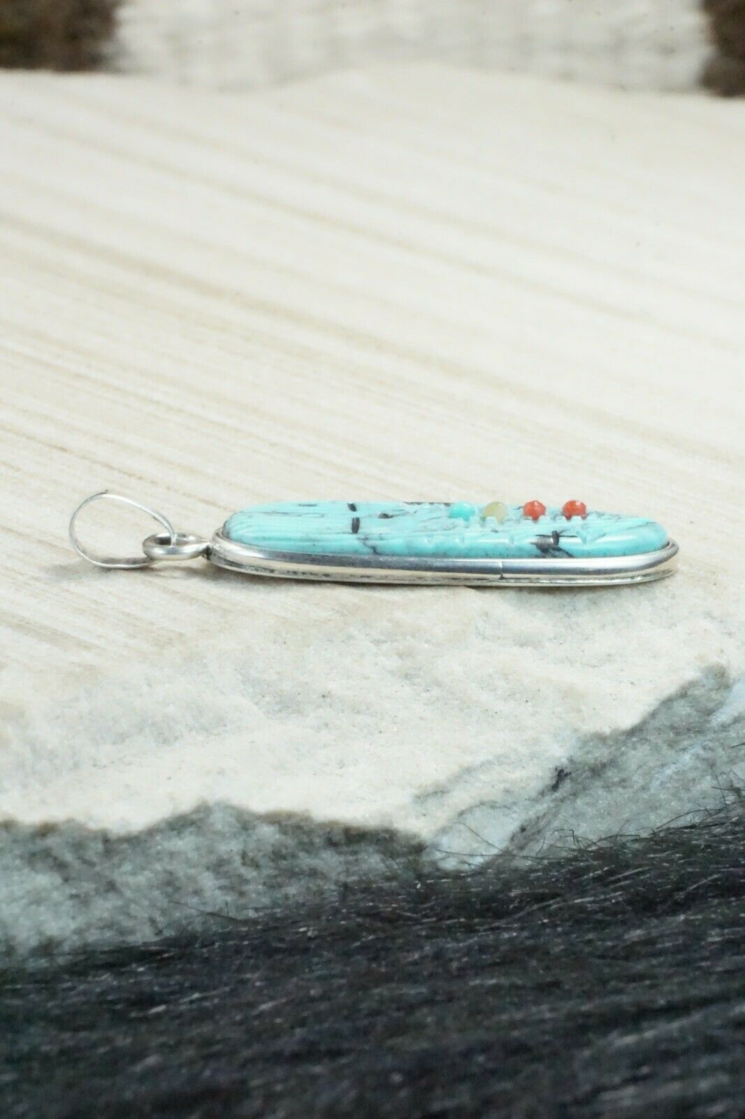 Turquoise & Sterling Silver Pendant - Stuart Quandelacy