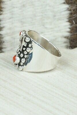Coral & Sterling Silver Ring - Raymond Coriz - Size 9