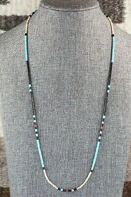 Turquoise, Shell, Coral & Sterling Silver Necklace - Esquipula Tenorio