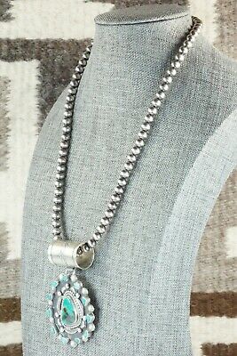 Turquoise and Sterling Silver Pendant & Necklace - Tom Lewis