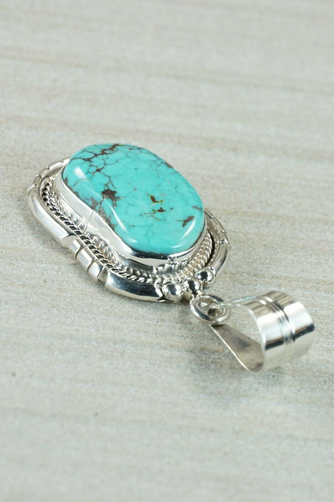 Navajo Turquoise & Sterling Silver Pendant - Samuel Yellowhair - High Lonesome Trading