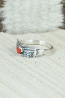 Coral & Sterling Silver Ring - Lee Shorty - Size 7.25