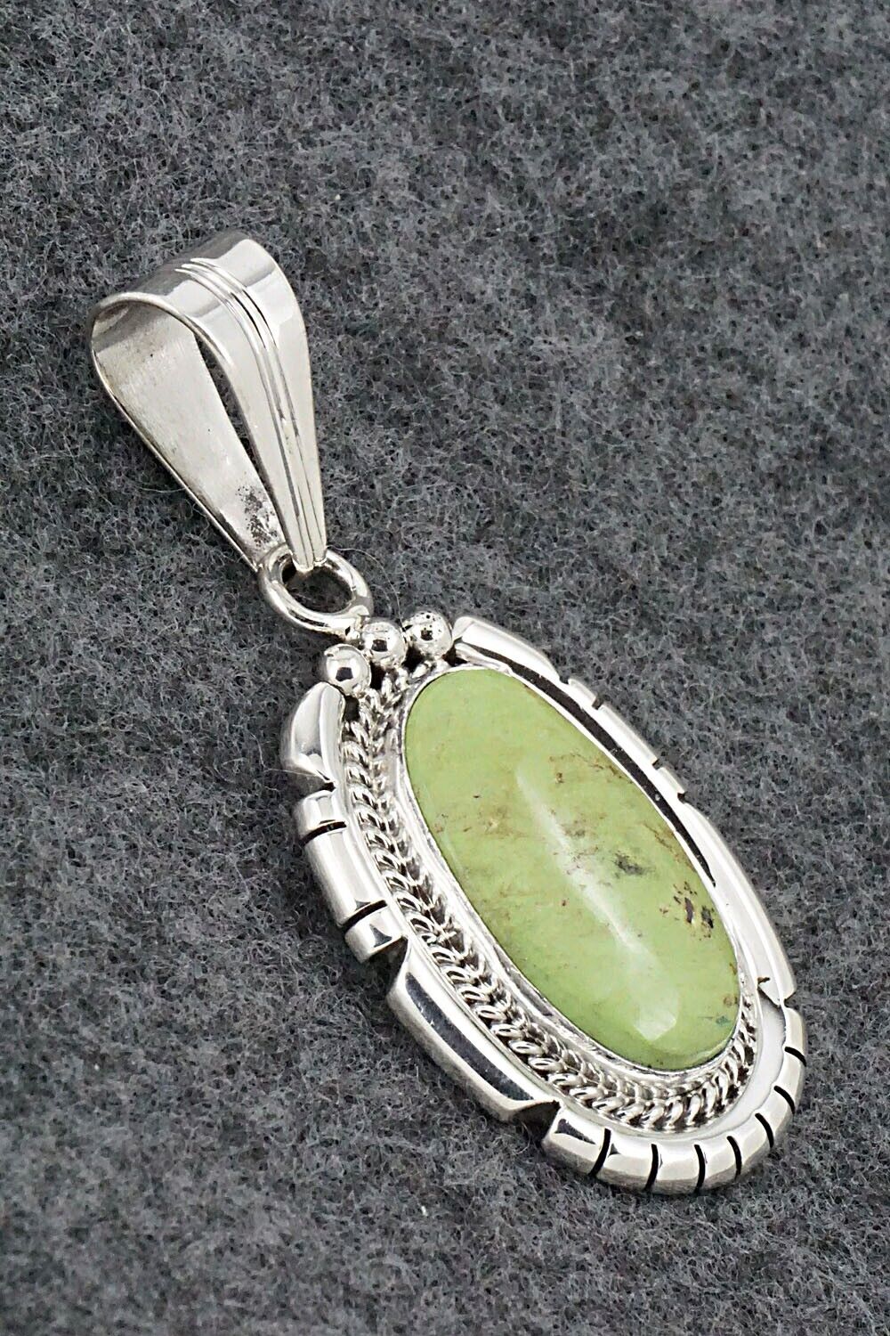 Gaspeite & Sterling Silver Pendant - Samuel Yellowhair