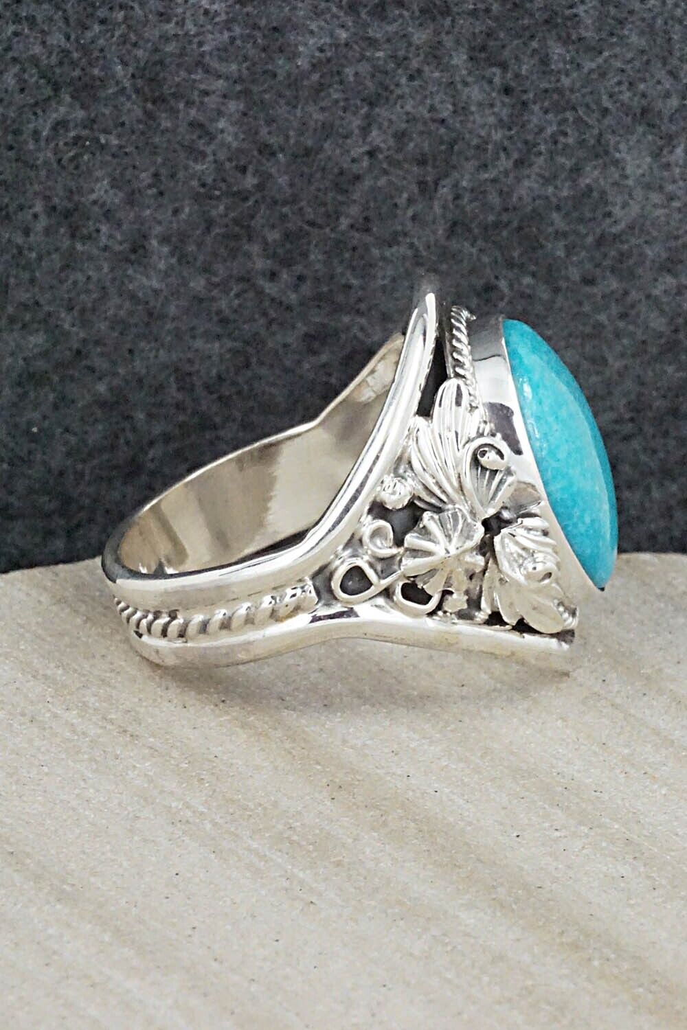 Turquoise & Sterling Silver Ring - Leonard Spencer - Size 13
