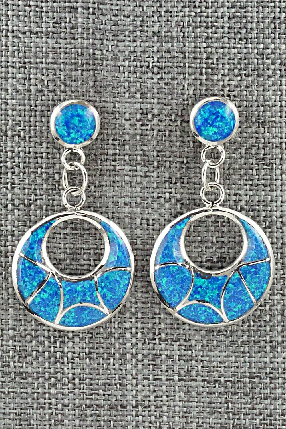 Opalite & Sterling Silver Inlay Earrings - Delorna Lahi