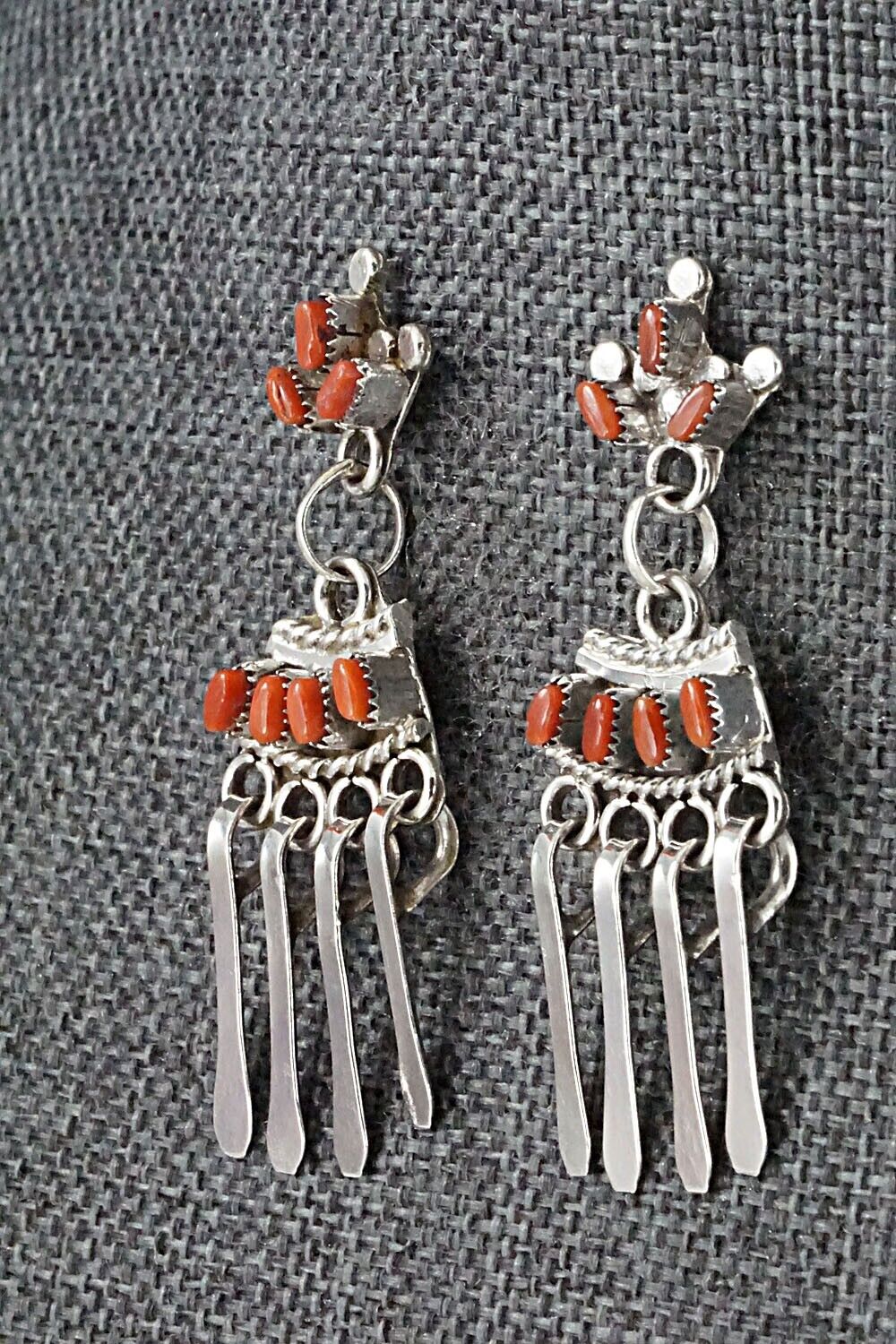 Coral & Sterling Silver Earrings - Rosa Fambrough