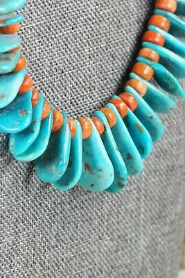 Navajo Turquoise & Spiny Oyster Necklace - Native American