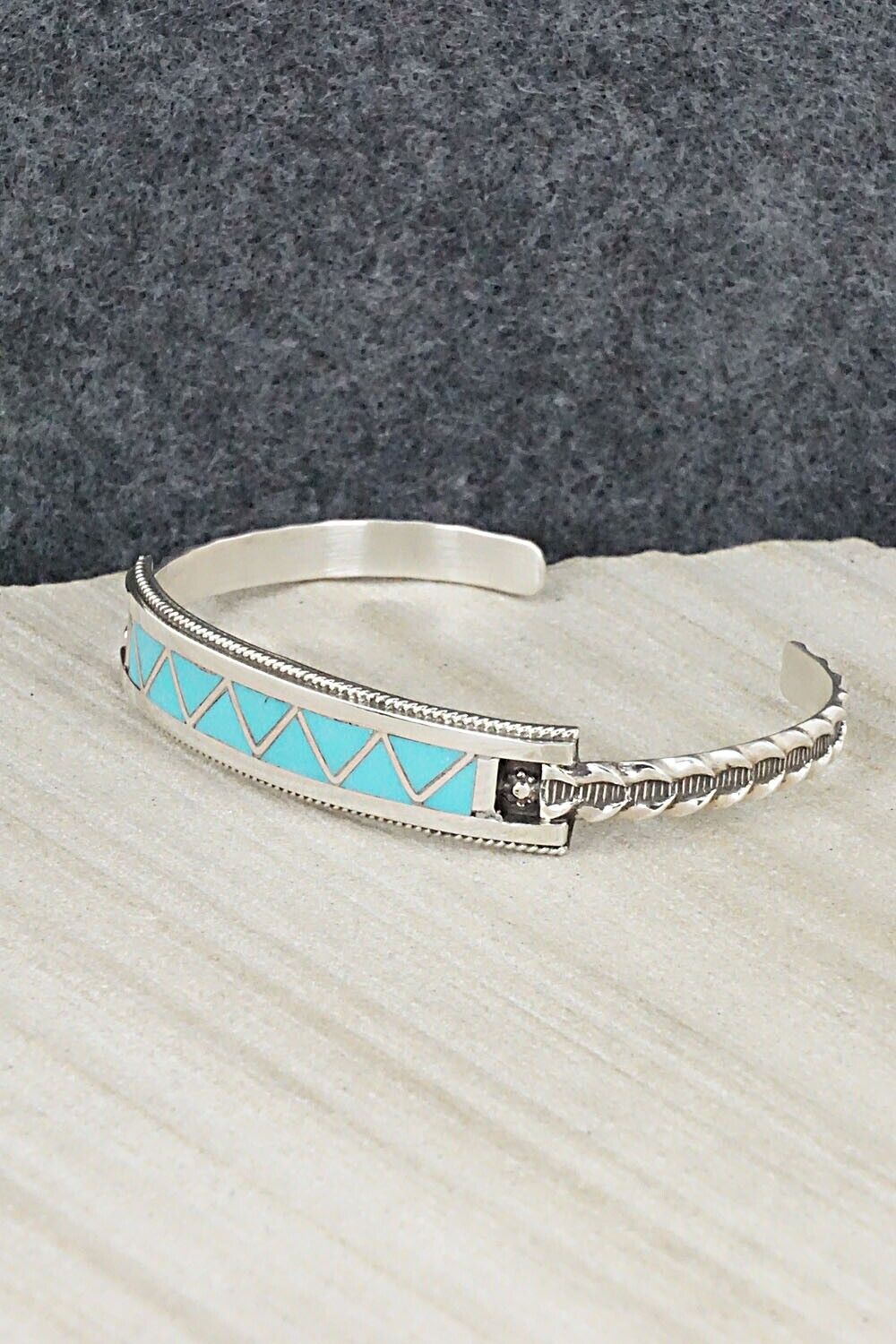 Turquoise & Sterling Silver Inlay Bracelet - Claudine Haloo