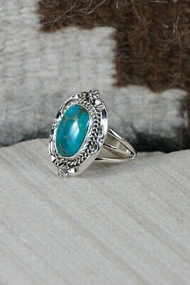 Navajo Turquoise and Sterling Silver Ring - Samuel Yellowhair - 8.5