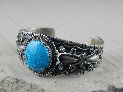 Navajo Turquoise & Sterling Silver Bracelet - Derrick Gordon - High Lonesome Trading