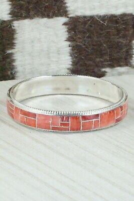 Spiny Oyster & Sterling Silver Bangle Bracelet - Ricky Booqua - High Lonesome Trading