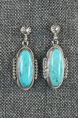 Navajo Turquoise and Sterling Silver Earrings - Verley Betone - High Lonesome Trading