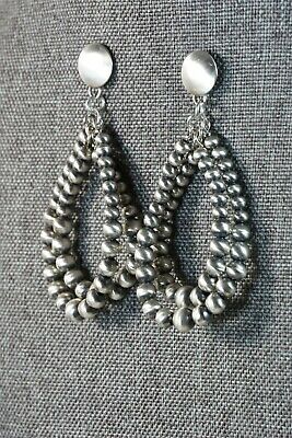 Navajo Sterling Silver Earrings - Jan Mariano - High Lonesome Trading