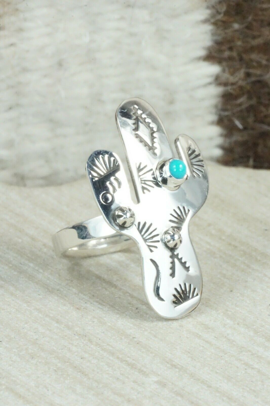 Turquoise and Sterling Silver Ring - Murphy Platero - Size 7
