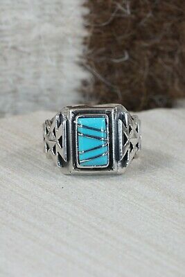 Turquoise & Sterling Silver Ring - Leslie & Gladys Lamy - Size 9.75