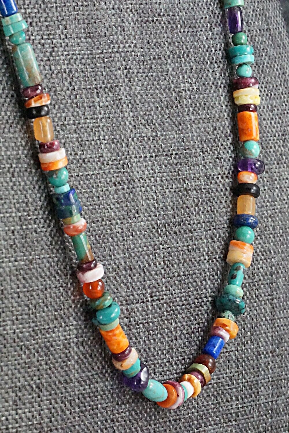 Multi Stone and Sterling Silver Necklace - Helen Tsosie