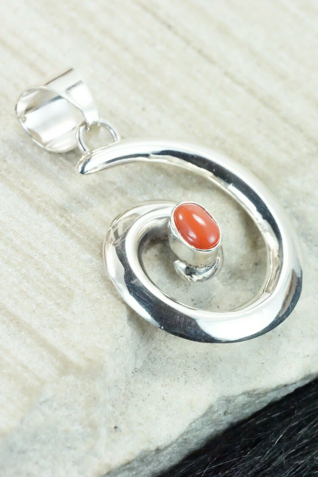 Coral & Sterling Silver Pendant - Mildred Parkhurst