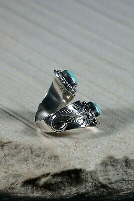 Navajo Turquoise and Sterling Silver Ring - Thomas Yazzie - Size 4.5 - High Lonesome Trading