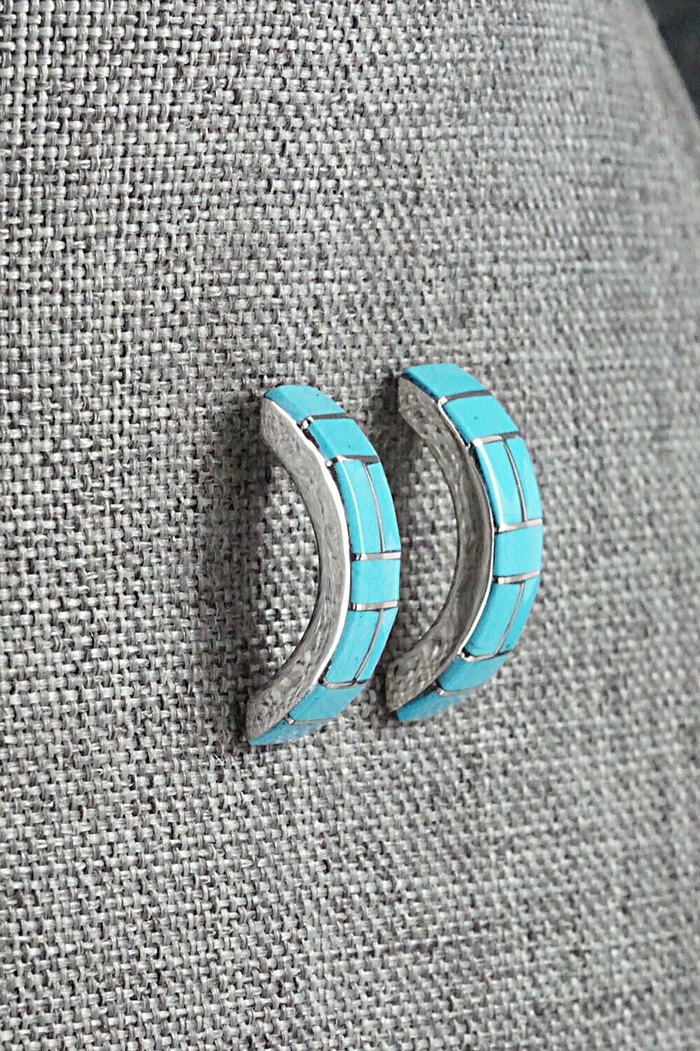 Turquoise & Sterling Silver Inlay Earrings - Monica Kanesta