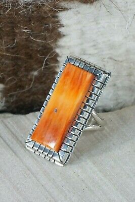 Navajo Spiny Oyster and Sterling Silver Ring - Ray Jack - Size 6.75 - High Lonesome Trading
