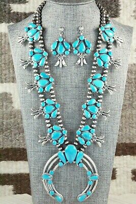 Turquoise & Sterling Silver Squash Blossom Set - Raymond Delgarito