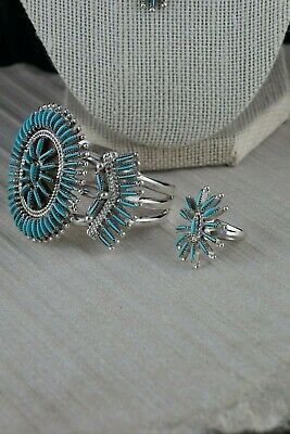Zuni Turquoise & Sterling Silver Necklace Set - Johnny Bellson - High Lonesome Trading