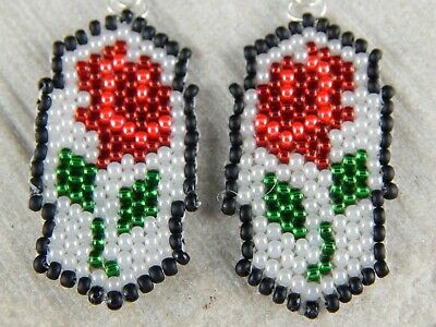 Zuni Glass Bead Flower Earrings - Lathen - High Lonesome Trading